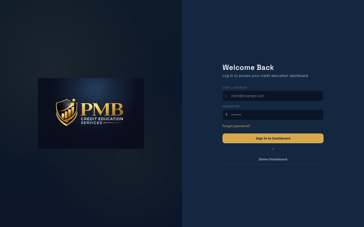PMB Credit Education website presentation